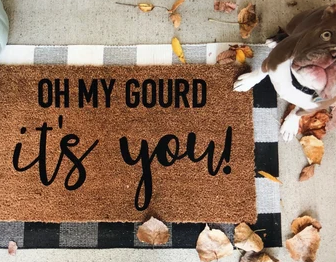 Oh My Gourd It’s You Funny Fall Doormat | Pumpkin Welcome Mat | Autumn Front Porch Decor | Fall Outdoor Doormat | Cute Halloween Door Mat