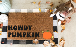 Howdy Pumpkin doormat, funny doormat, witch doormat, Halloween doormat, fall doormat