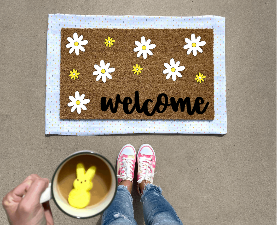 Welcome Yellow Daisy Doormat