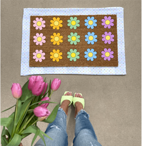 Welcome Daisy Doormat, Easter Doormat, Spring Doormat, Daisy