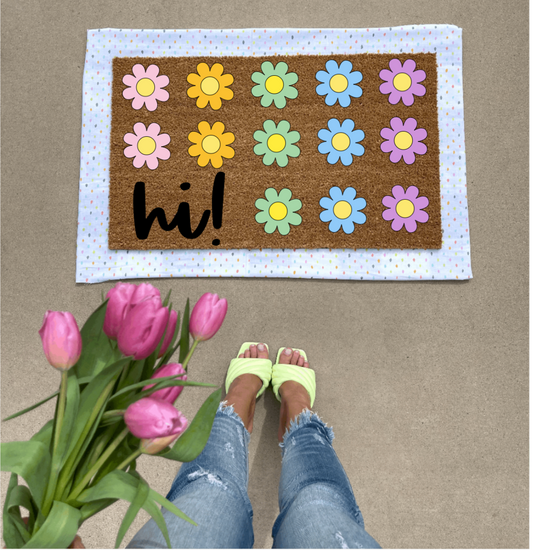 Hi Spring Flower Power Doormat