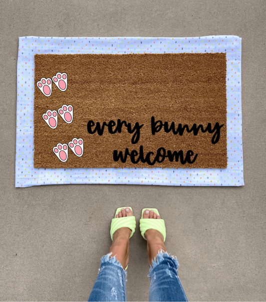 Every Bunny Welcome doormat, cute doormat, easter doormat, spring doormat, bunny doormat