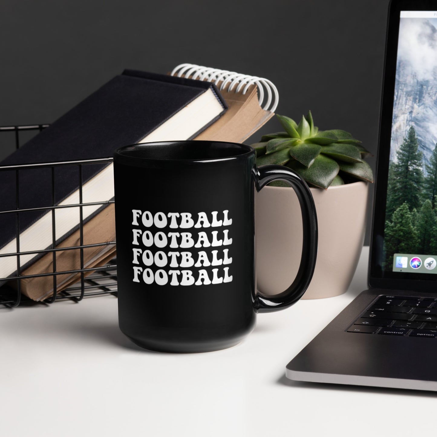 Retro Football Black Mug, football lover, football season