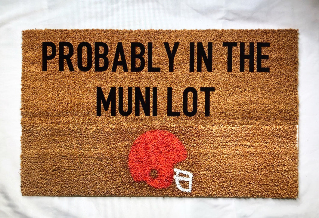 Probably in the muni lot - Cleveland browns doormat