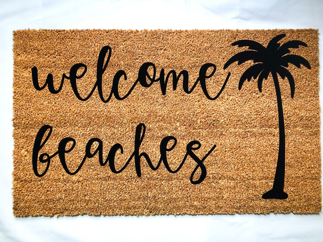 Welcome Beaches doormat, cute doormat, summer doormat, beach doormat