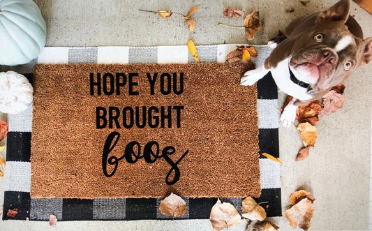 Hope You Brought Boos Doormat | Funny Halloween Welcome Mat | Spooky Porch Decor | Halloween Party Doormat | Outdoor Fall Entry Rug