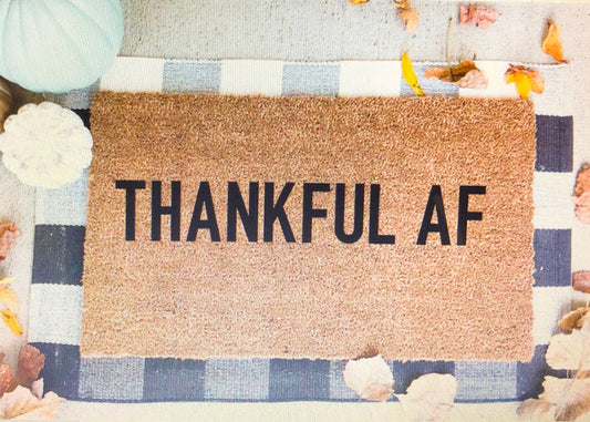 thankful af doormat plain font