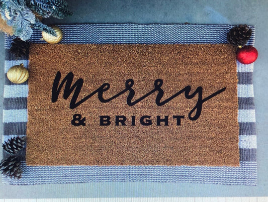 merry and bright doormat