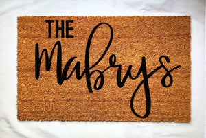 Personalized last name doormat