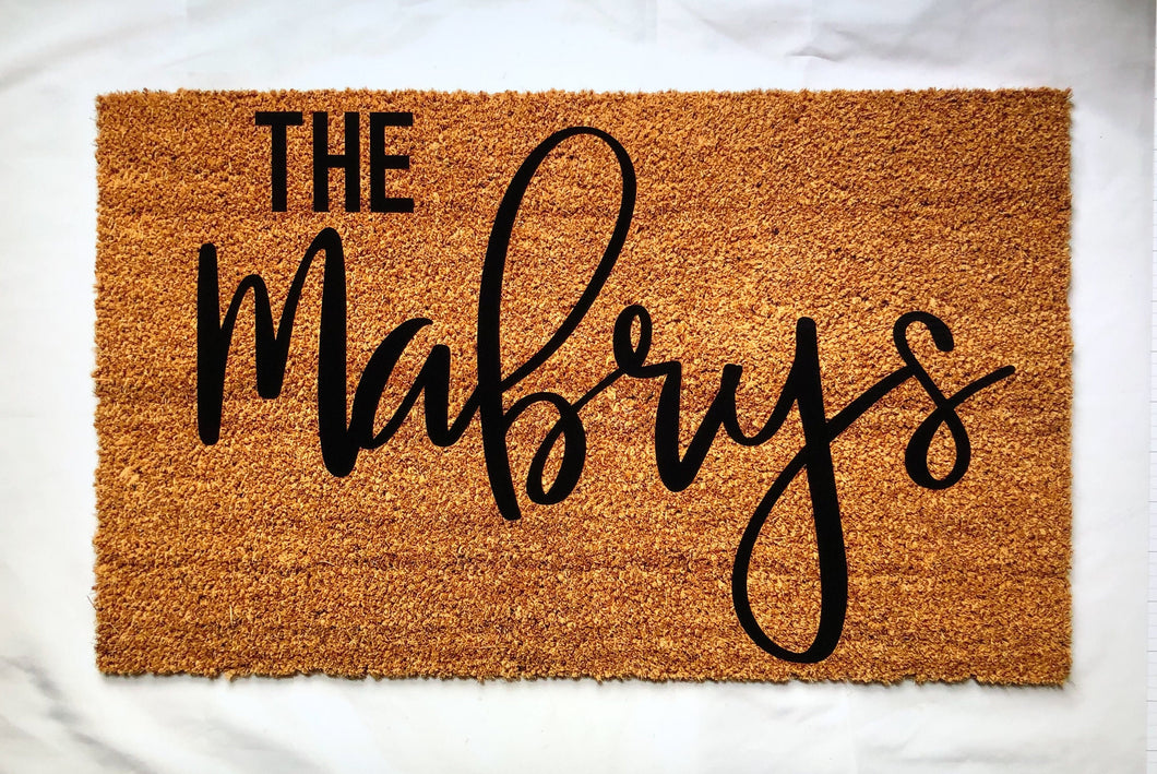 Personalized last name doormat