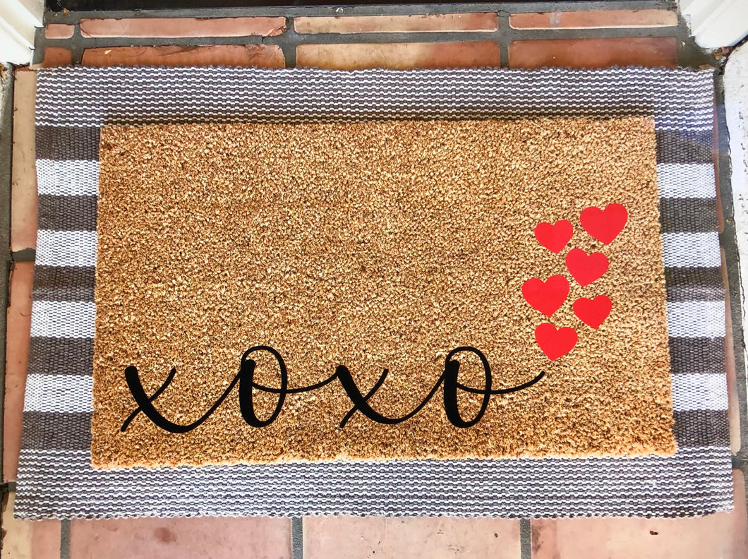 xoxo doormat with/without hearts, valentines day, cute doormat, valentines day mat, valentine, heart doormat, love doormat