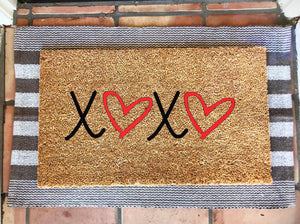 xoxo heart doormat, valentines day, cute doormat, valentines day mat, valentine, heart doormat, love doormat