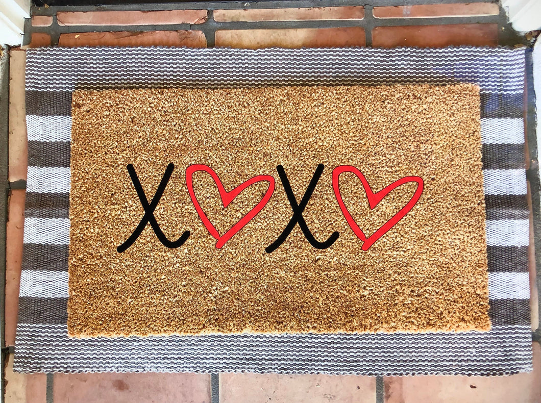 xoxo heart doormat, valentines day, cute doormat, valentines day mat, valentine, heart doormat, love doormat