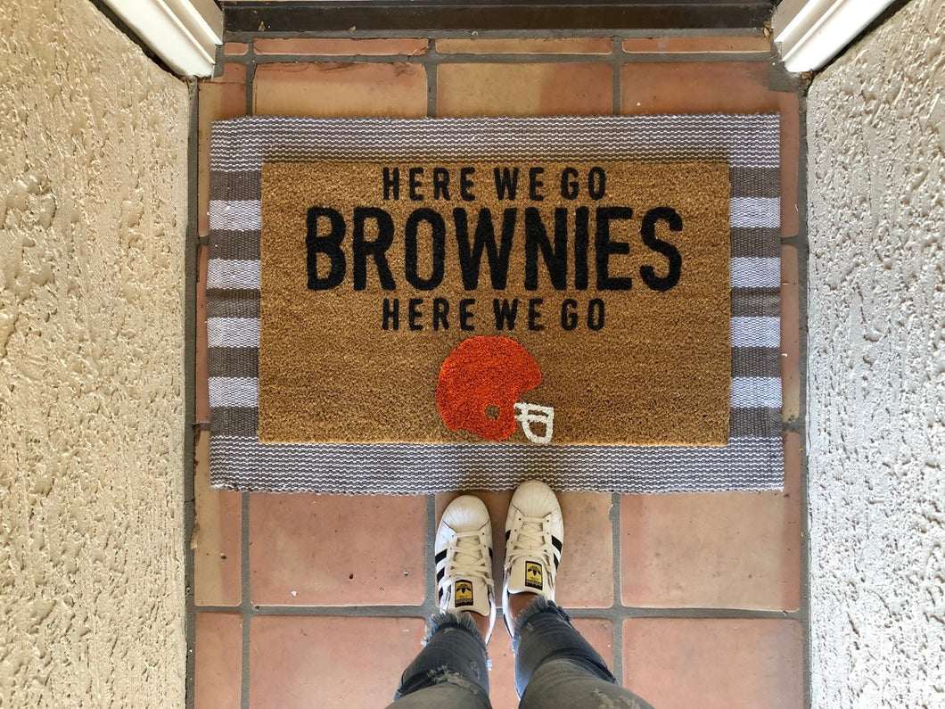 Here we go brownies regular font doormat