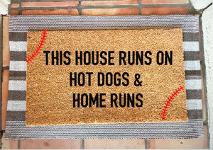 This house runs on hot dogs and home runs doormat