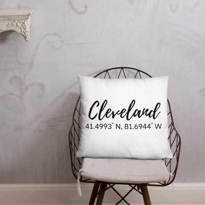 Cleveland Coordinates Pillow, hometown pillow, Cleveland ohio