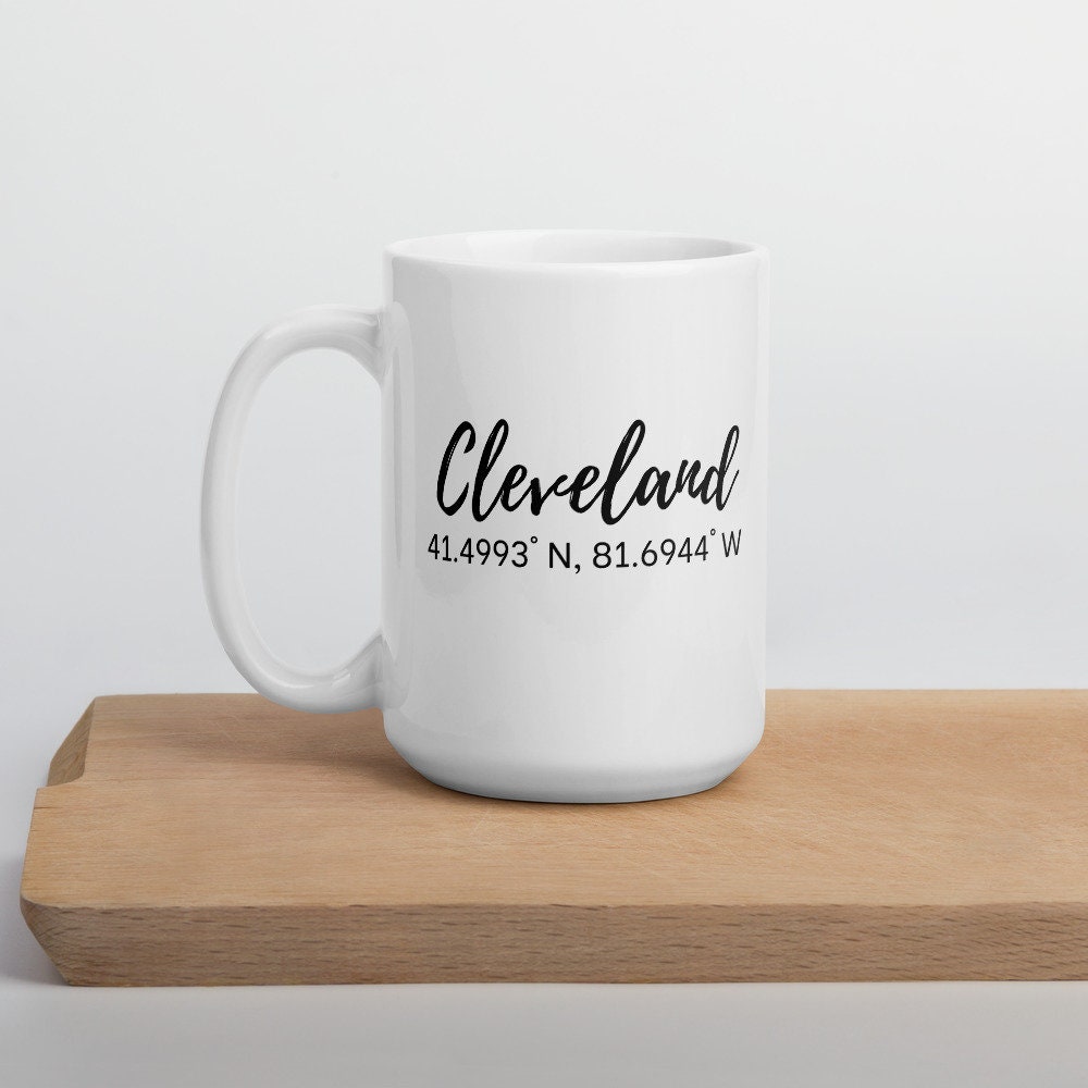 Cleveland Coordinate Mug, cute mug, custom city mug, Cleveland mug, coordinate mug