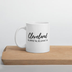 Cleveland Coordinate Mug, cute mug, custom city mug, Cleveland mug, coordinate mug