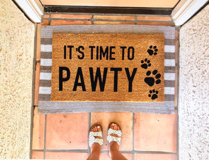 It’s time to pawty doormat, dog doormat, cute doormat, funny doormat