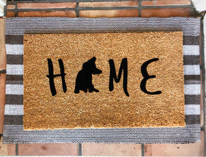 Home with frenchie outline - customizable dog outline, pet doormat, cute doormat, dog doormat