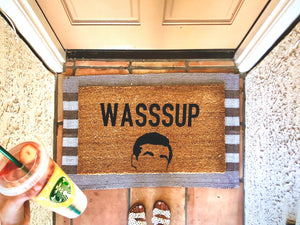 Wasssup Michael Scott doormat, the office doormat, funny doormat, the office quotes, Michael Scott quotes