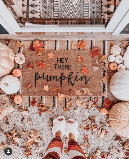 Hey There Pumpkin Doormat | Fall Welcome Mat | Cute Autumn Front Porch Decor | Pumpkin Doormat | Outdoor Fall Door Mat | Rustic Fall Decor