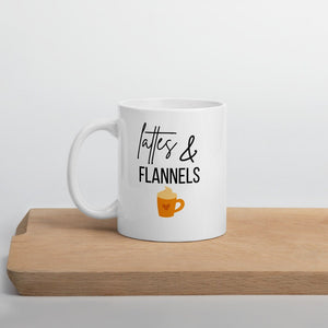 Lattes & flannels mug, fall coffee mug, pumpkin mug, psl, autumn mug, cute mug, funny mug, flannels mug, fall decor, pumpkin decor