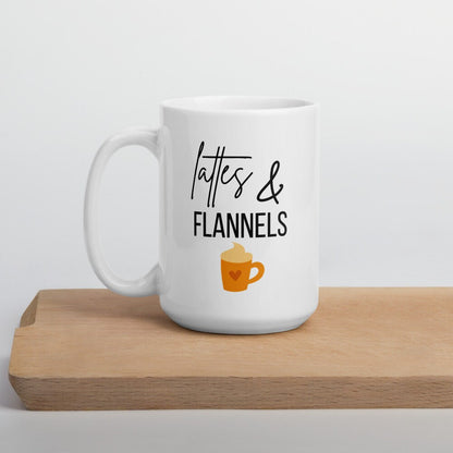 Lattes & flannels mug, fall coffee mug, pumpkin mug, psl, autumn mug, cute mug, funny mug, flannels mug, fall decor, pumpkin decor