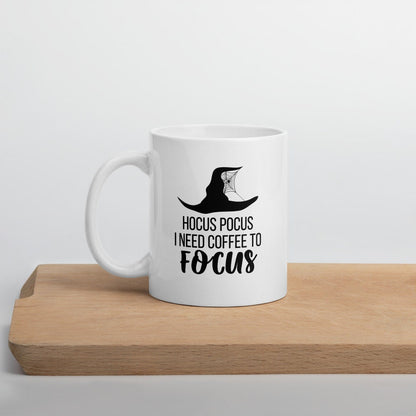 Hocus pocus I need coffee to focus mug, fall coffee mug, pumpkin mug, autumn mug, cute mug, funny mug, punny mug, fall decor, pumpkin decor