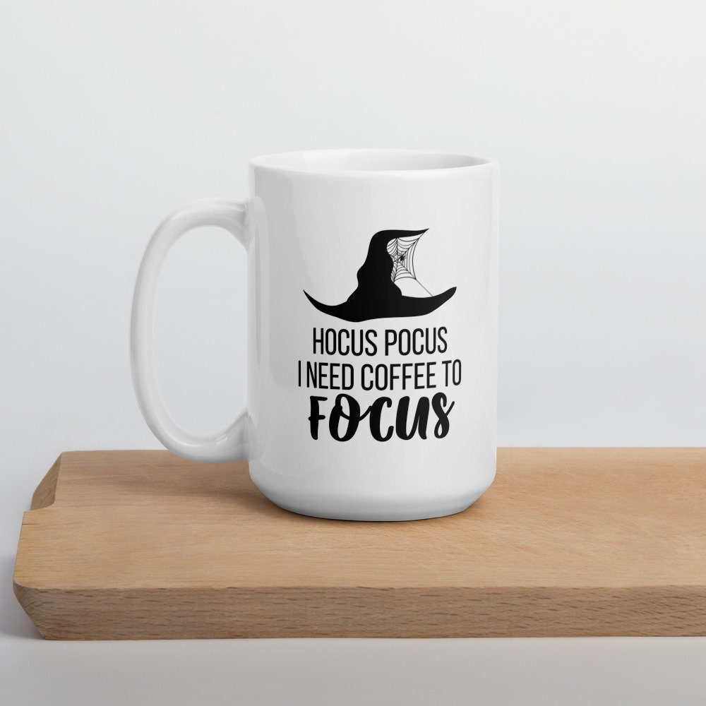 Hocus pocus I need coffee to focus mug, fall coffee mug, pumpkin mug, autumn mug, cute mug, funny mug, punny mug, fall decor, pumpkin decor