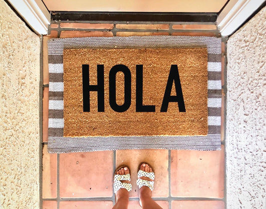 Hola doormat, cute doormat, Mexican greeting