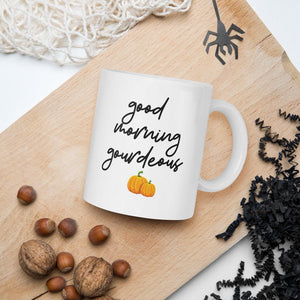 Good morning gourdeous mug, halloween mug, fall mug, witch mug, funny mug, pumpkin mug