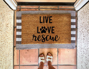 Live love rescue doormat,cute doormat, pet doormat, dog doormat,