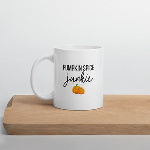 Pumpkin spice junkie mug, fall coffee mug, pumpkin mug, psl, autumn mug, cute mug, funny mug, punny mug, fall decor, pumpkin decor
