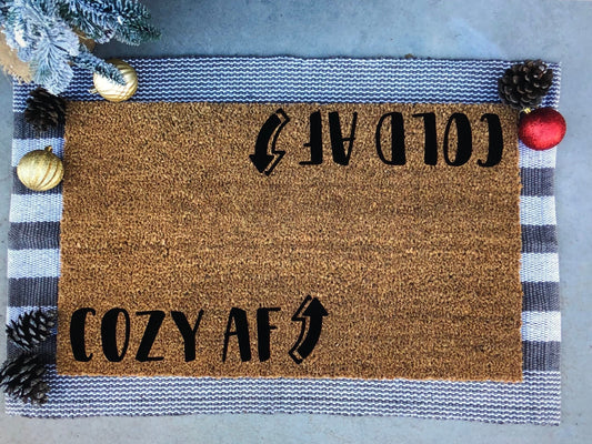 Cozy af cold af doormat, Christmas doormat, funny doormat, Christmas story doormat, Christmas movie