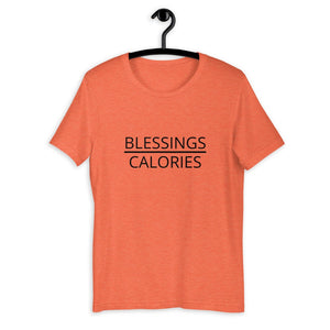 Blessings over calories Short-Sleeve Unisex T-Shirt, Friendsgiving shirt, thanksgiving shirt, punny shirt