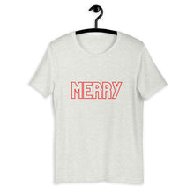 Load image into Gallery viewer, Merry Short-Sleeve Unisex T-Shirt, christmas shirt, home alone shirt, punny shirt, holiday shirt
