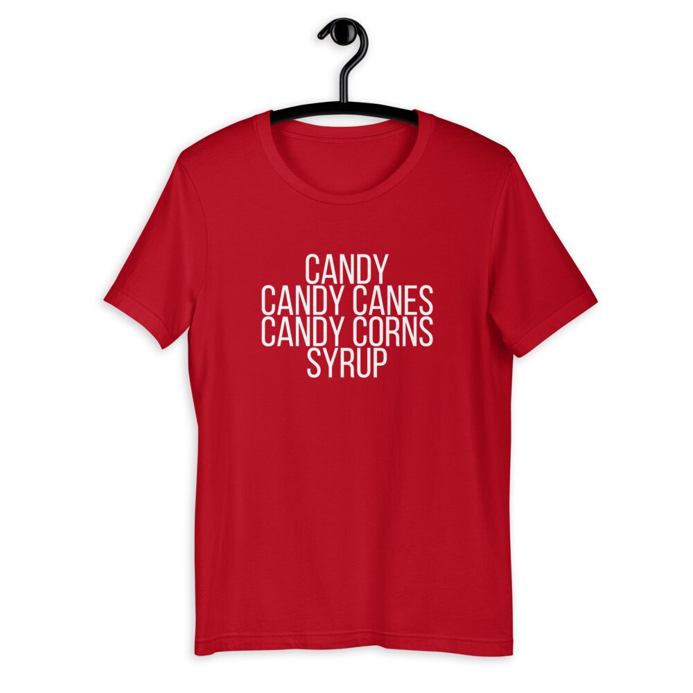 Candy candy canes, candy corns, syrup Short-Sleeve Unisex T-Shirt, christmas shirt, punny shirt, holiday shirt