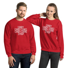 Load image into Gallery viewer, Candy candy canes, candy corns, syrup Unisex Sweatshirt, christmas shirt, punny shirt, holiday shirt
