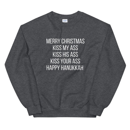 Merry Christmas happy Hanukkah Unisex Sweatshirt, christmas shirt, punny shirt, holiday shirt