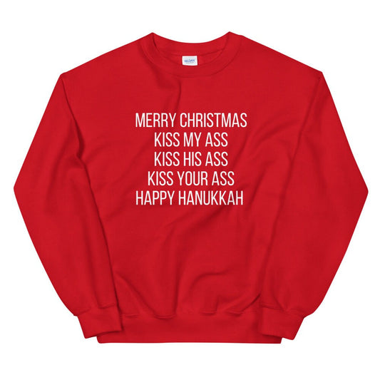 Merry Christmas happy Hanukkah Unisex Sweatshirt, christmas shirt, punny shirt, holiday shirt
