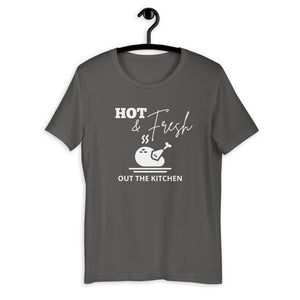 Hot & Fresh out the kitchen Short-Sleeve Unisex T-Shirt, Friendsgiving shirt, thanksgiving shirt, punny shirt