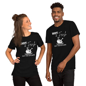 Hot & Fresh out the kitchen Short-Sleeve Unisex T-Shirt, Friendsgiving shirt, thanksgiving shirt, punny shirt