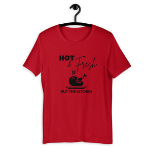 Hot & Fresh out the kitchen Short-Sleeve Unisex T-Shirt, Friendsgiving shirt, thanksgiving shirt, punny shirt