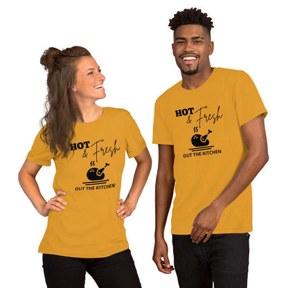 Hot & Fresh out the kitchen Short-Sleeve Unisex T-Shirt, Friendsgiving shirt, thanksgiving shirt, punny shirt