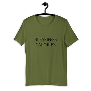 Blessings over calories Short-Sleeve Unisex T-Shirt, Friendsgiving shirt, thanksgiving shirt, punny shirt