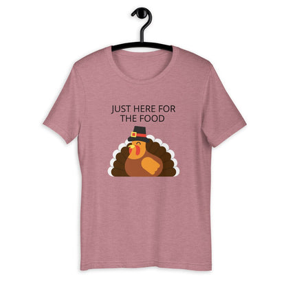 Just here for the food Short-Sleeve Unisex T-Shirt, Friendsgiving shirt, thanksgiving shirt, punny shirt