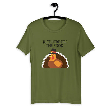 Just here for the food Short-Sleeve Unisex T-Shirt, Friendsgiving shirt, thanksgiving shirt, punny shirt