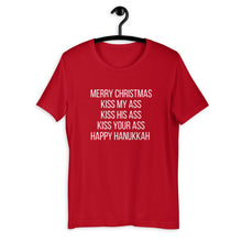 Load image into Gallery viewer, Merry christmas happy Hanukkah Short-Sleeve Unisex T-Shirt, christmas shirt, punny shirt, holiday shirt, christmas vacation
