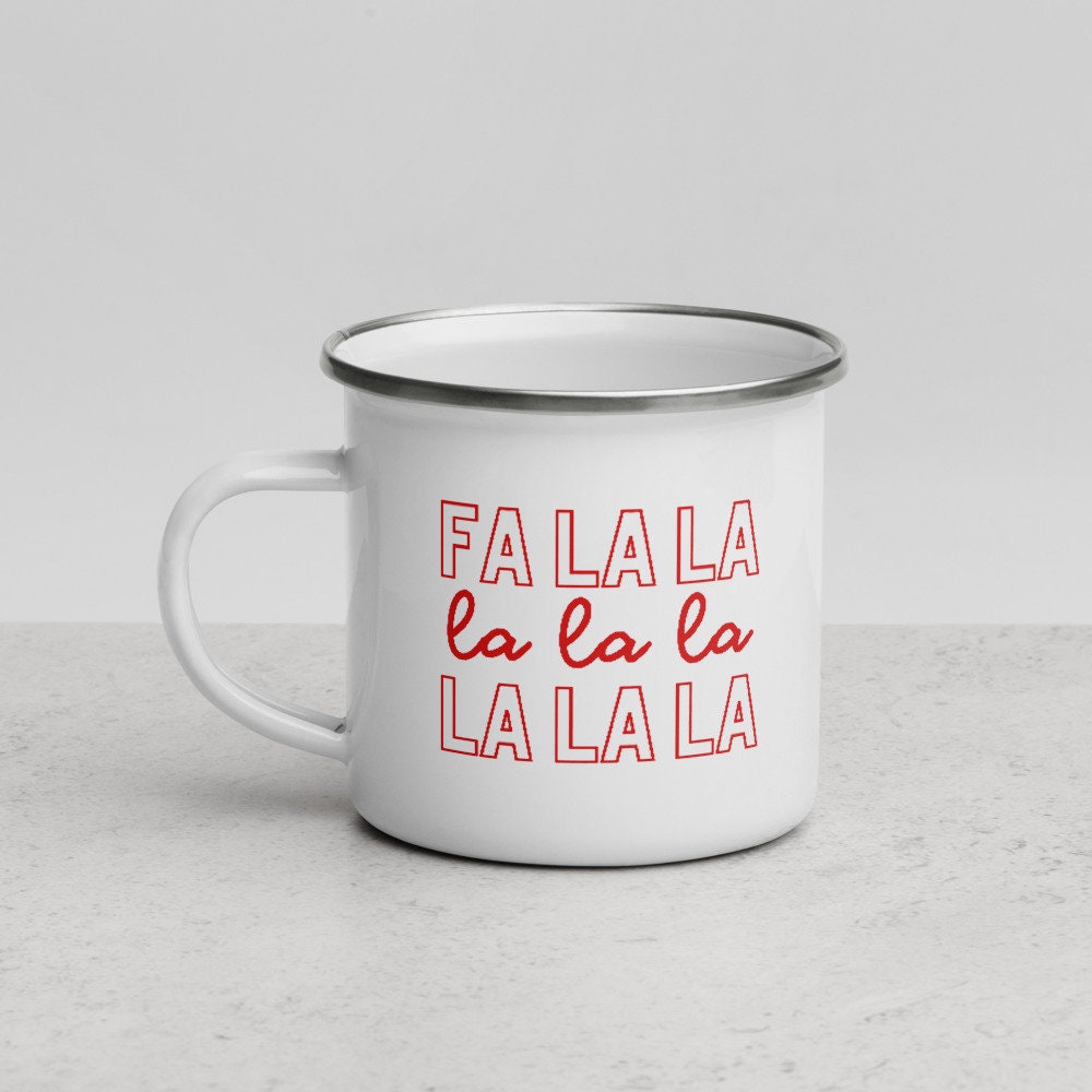Fal la la Camper Mug, cute mug, festive mug, christmas mug, punny mug, holiday mug